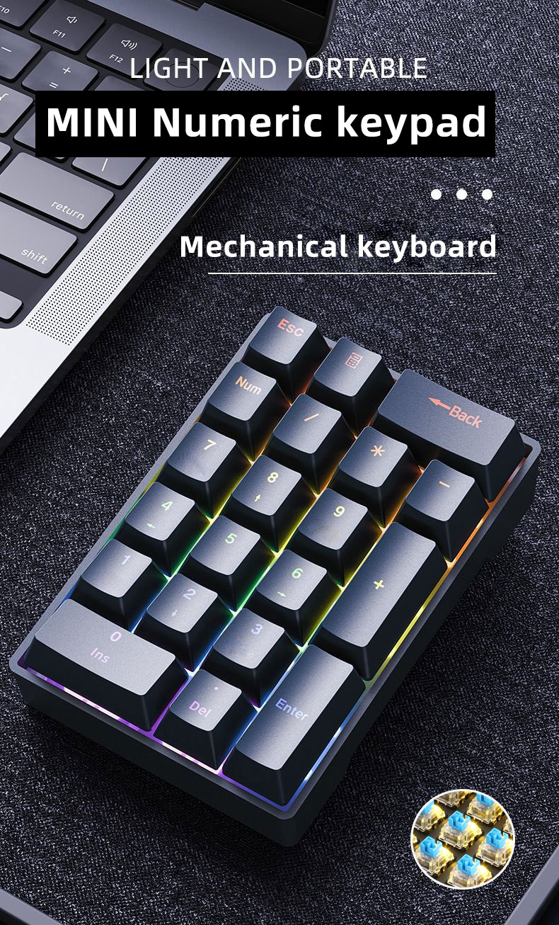 Mechanical numeric keypad with RGB backlight
