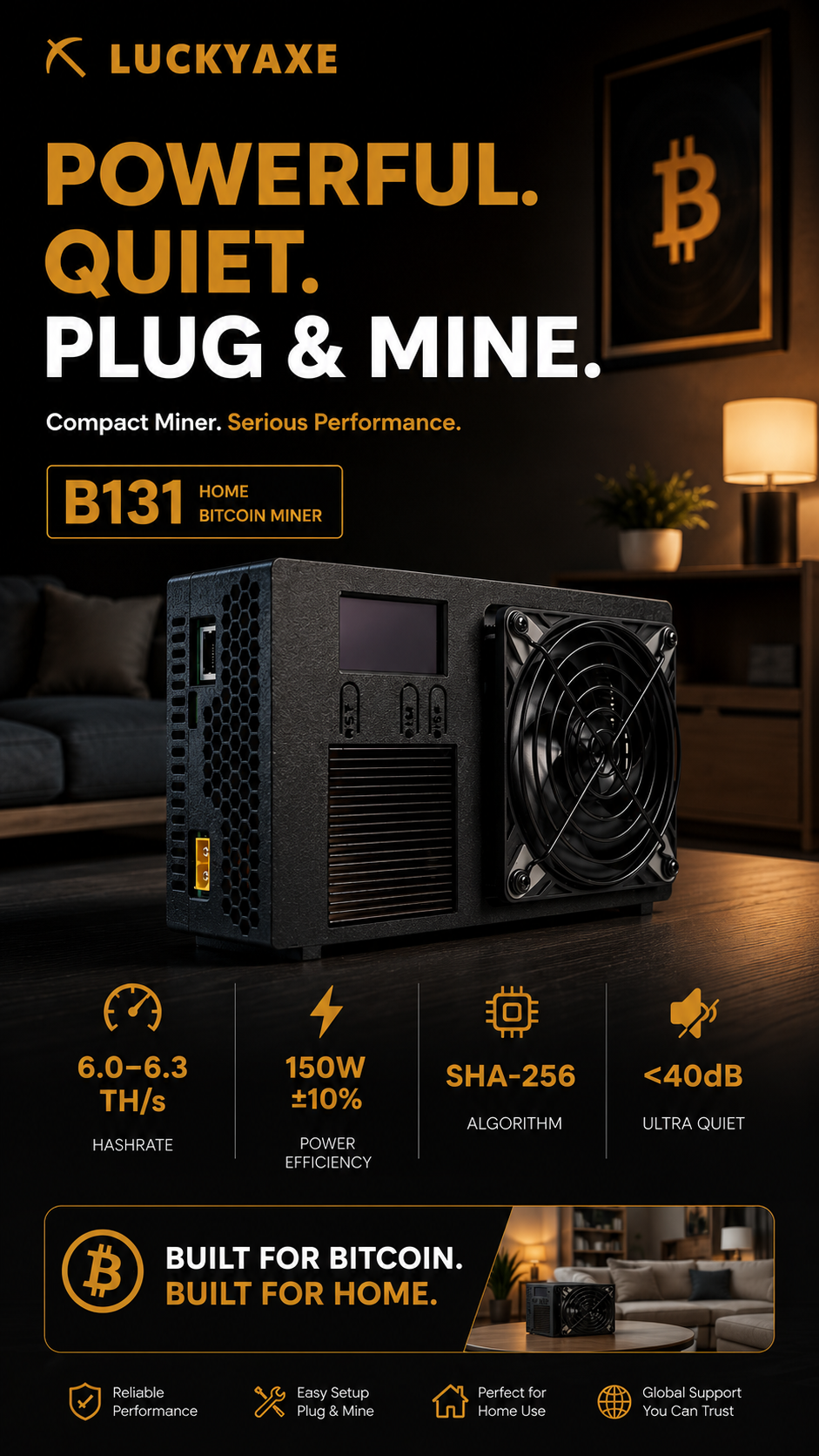 Luckyaxe B131 Bitcoin Miner with BM1373 chip
