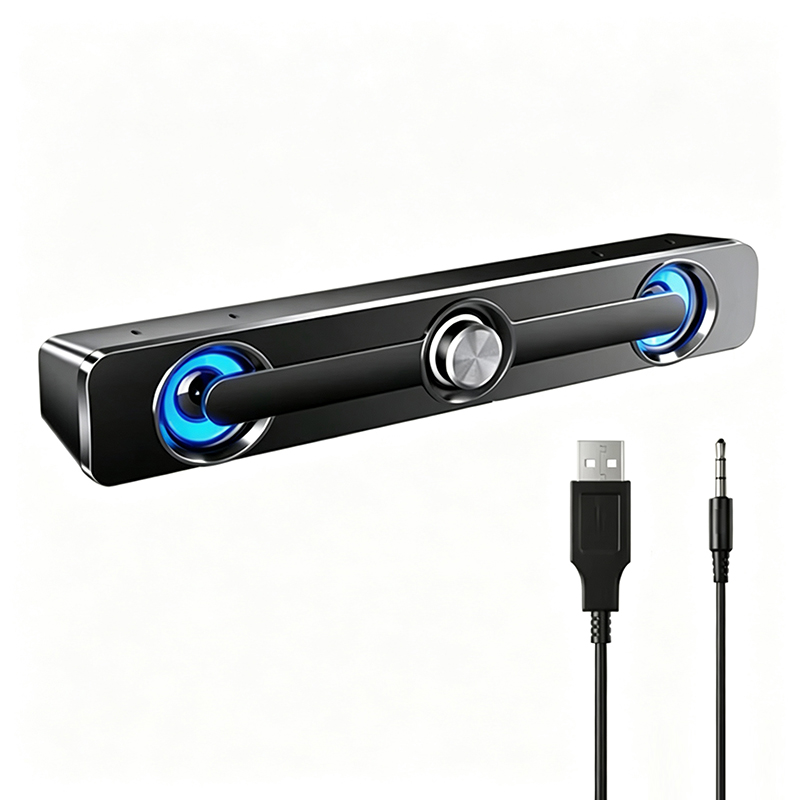 Wired USB computer soundbar speaker system