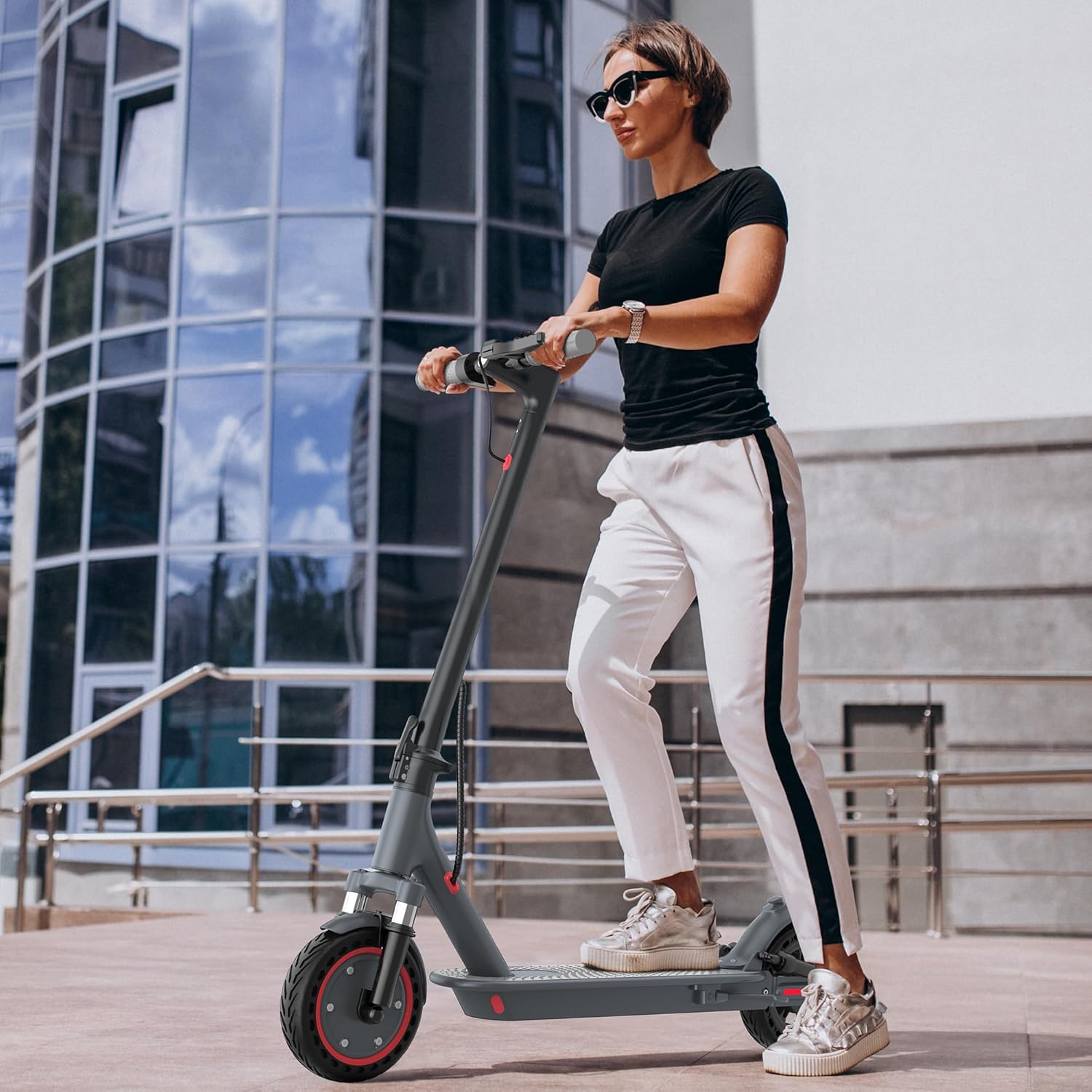 Foldable E Scooter with Solid Tires folded view