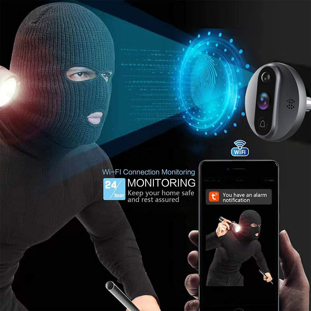 Smart doorbell camera showing 10000mAh battery capacity details