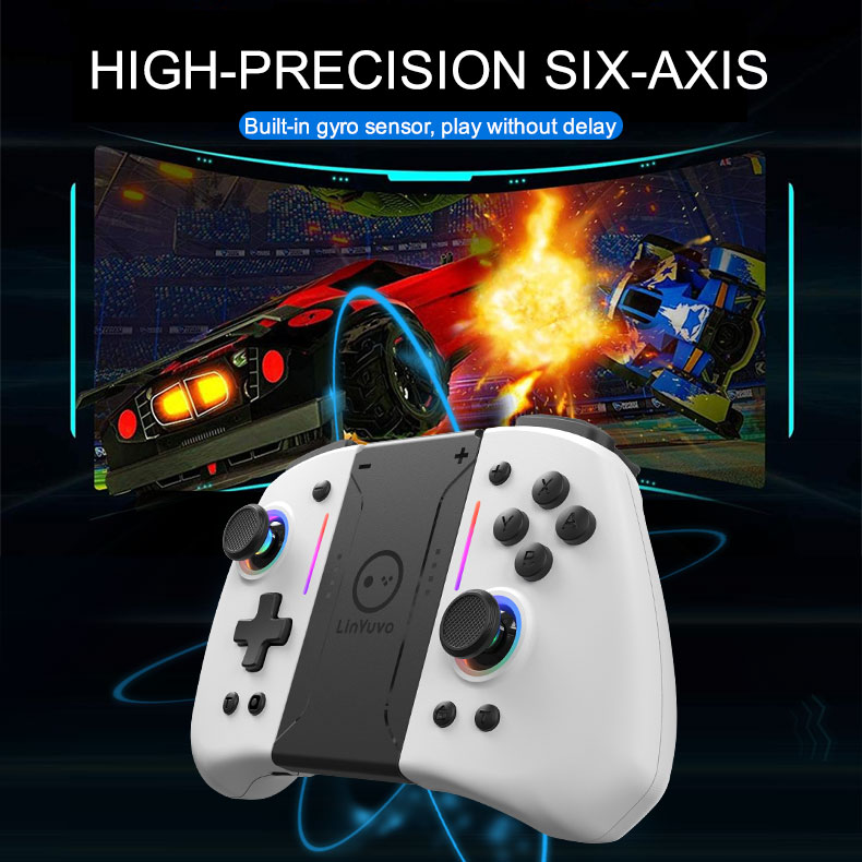 Wireless Bluetooth gamepad controller with non-linear trigger buttons for Nintendo Switch