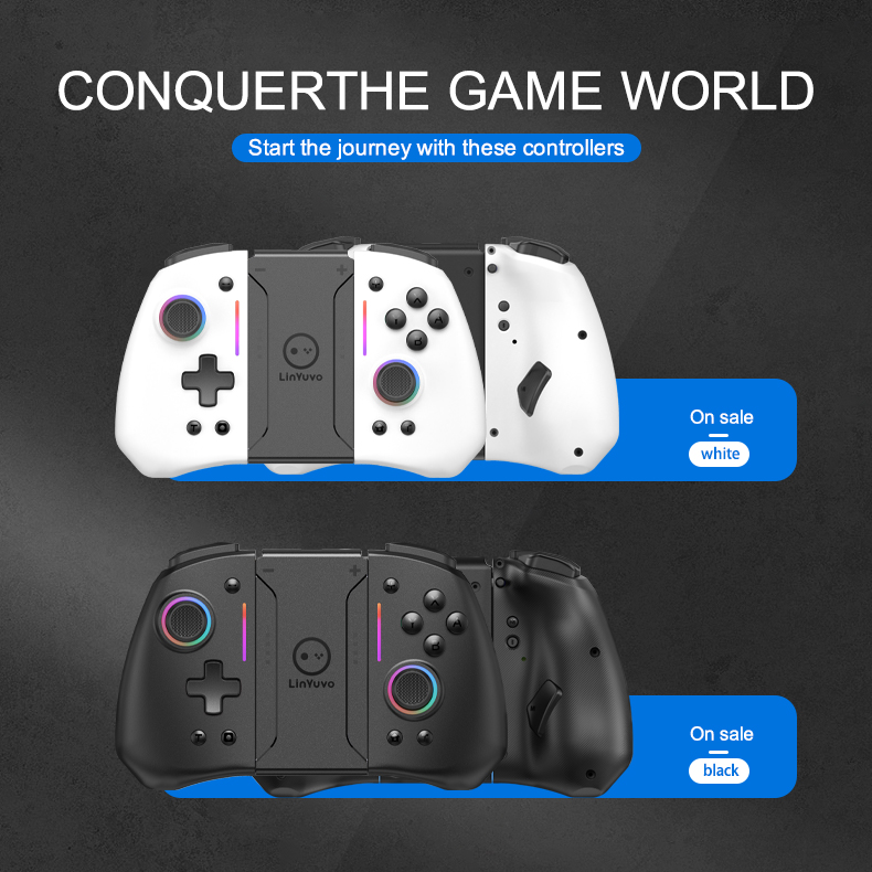 Wireless Bluetooth gamepad controller with non-linear trigger buttons for Nintendo Switch