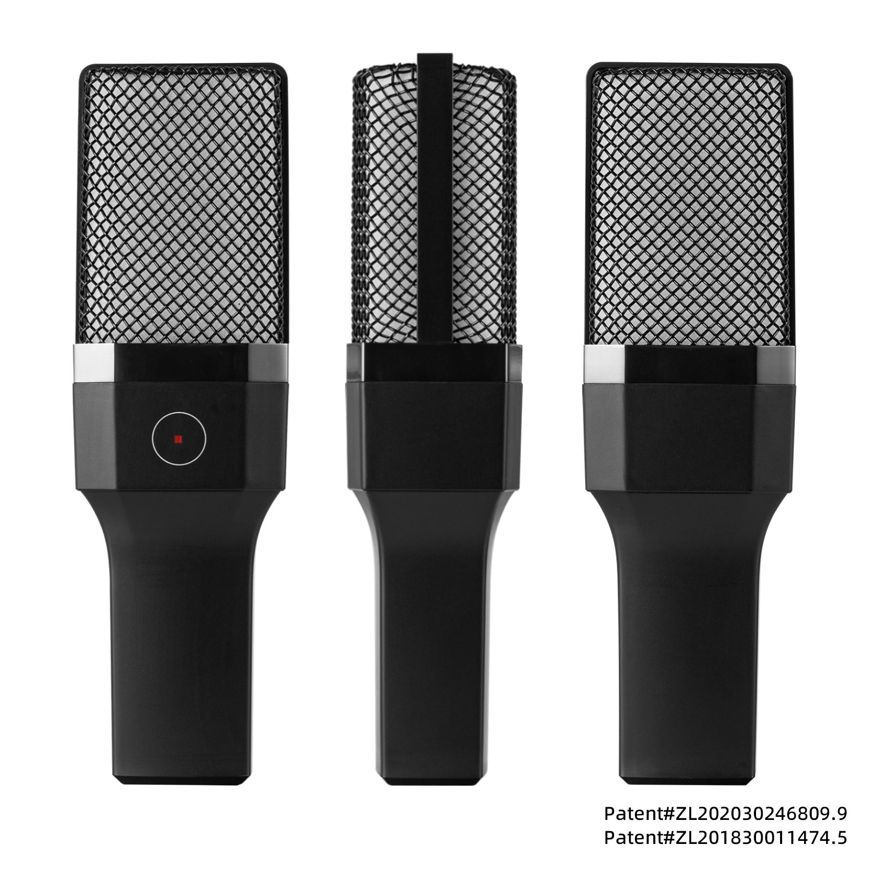 Podcast studio microphone setup with stand