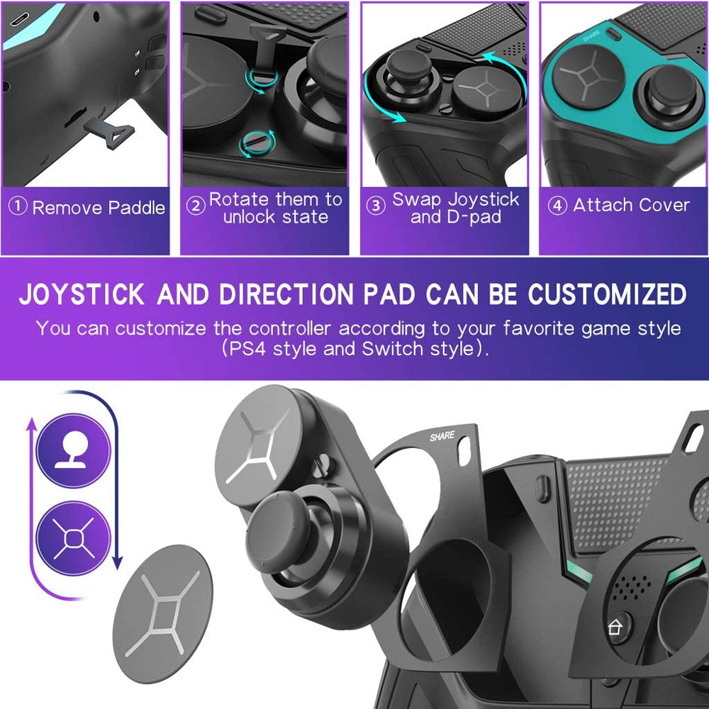 Customizable joystick and direction pad for game controller