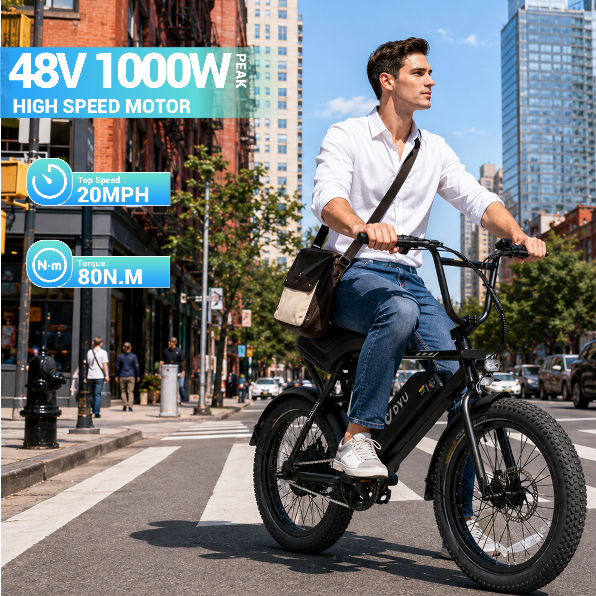 DYU BMX electric bike with 20-inch fat tires and powerful motor