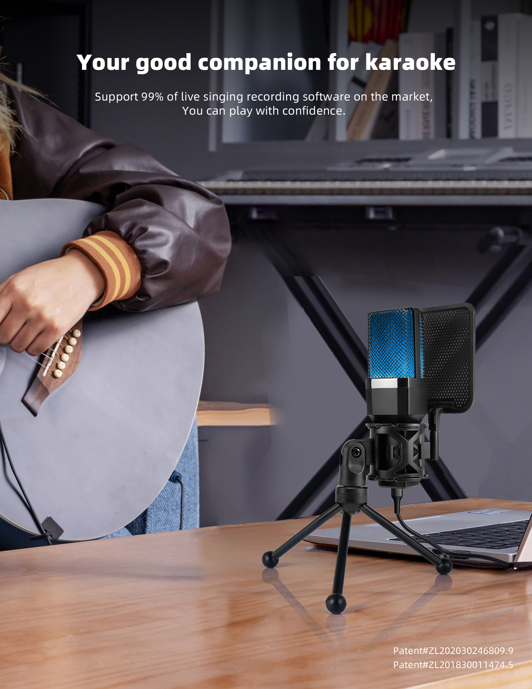USB wired microphone plugged into computer