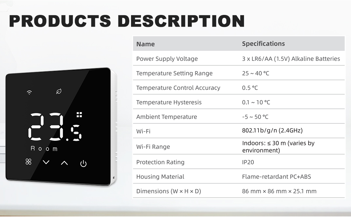 Product package including thermostat screws and manual