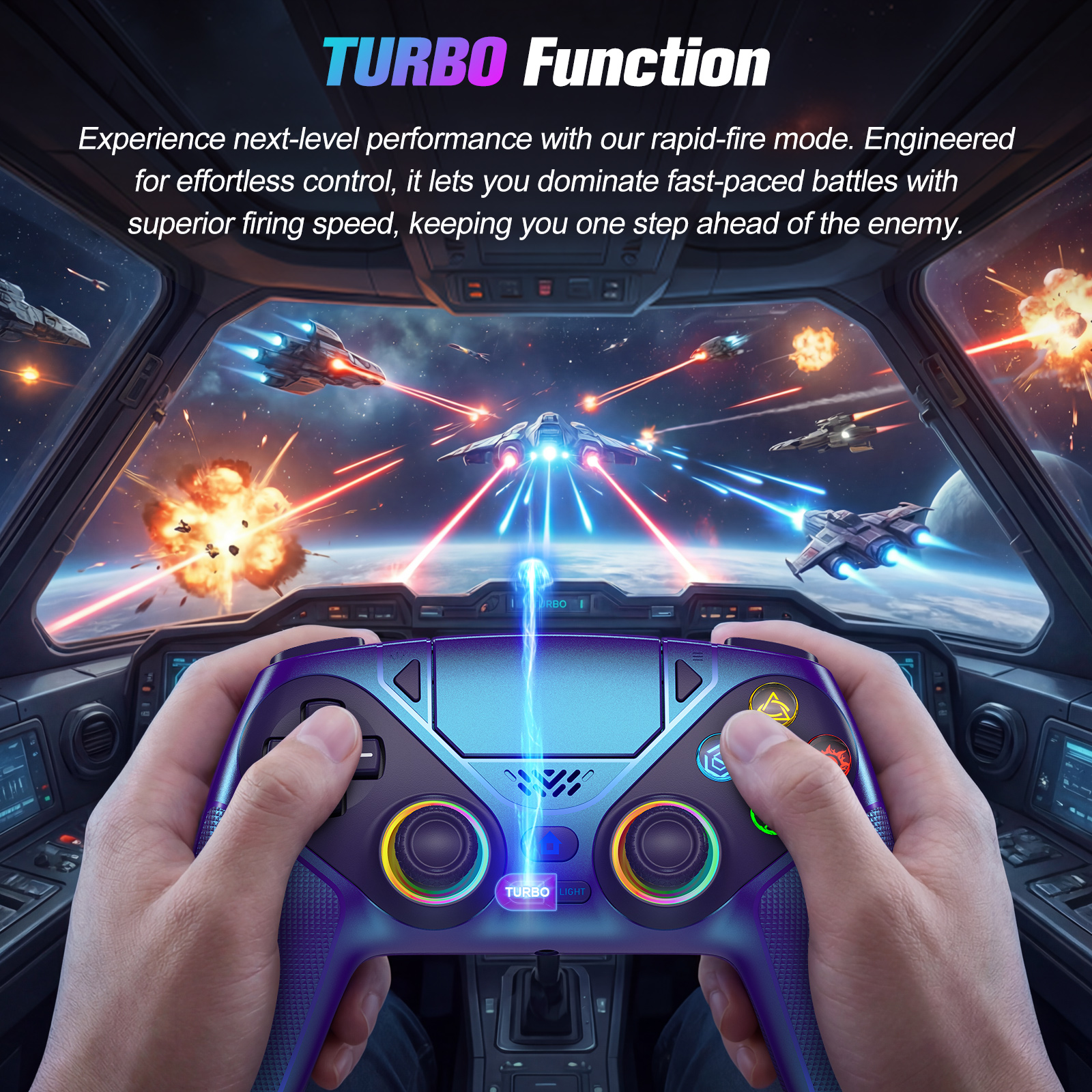 Wireless PS5 Controller RGB Gamepad for PC and PS5 Pro Slim - Detailed view of the product