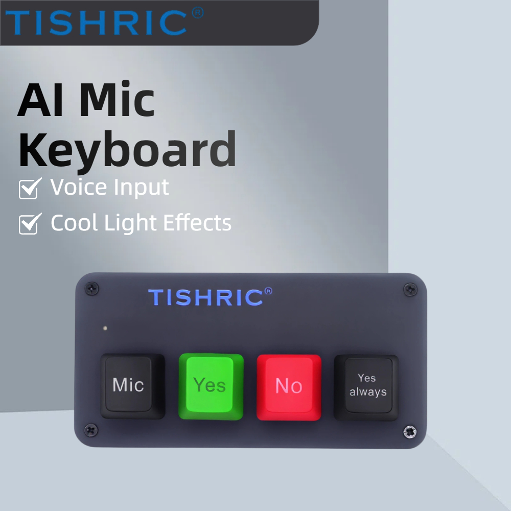 TISHRIC USB mechanical keyboard with four keys and RGB lighting