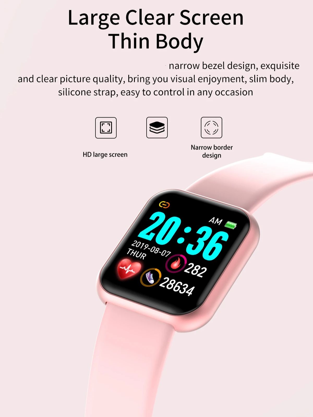 Smart Watch Fitness Tracker Bluetooth Sport Digital Watch - Side view of the item