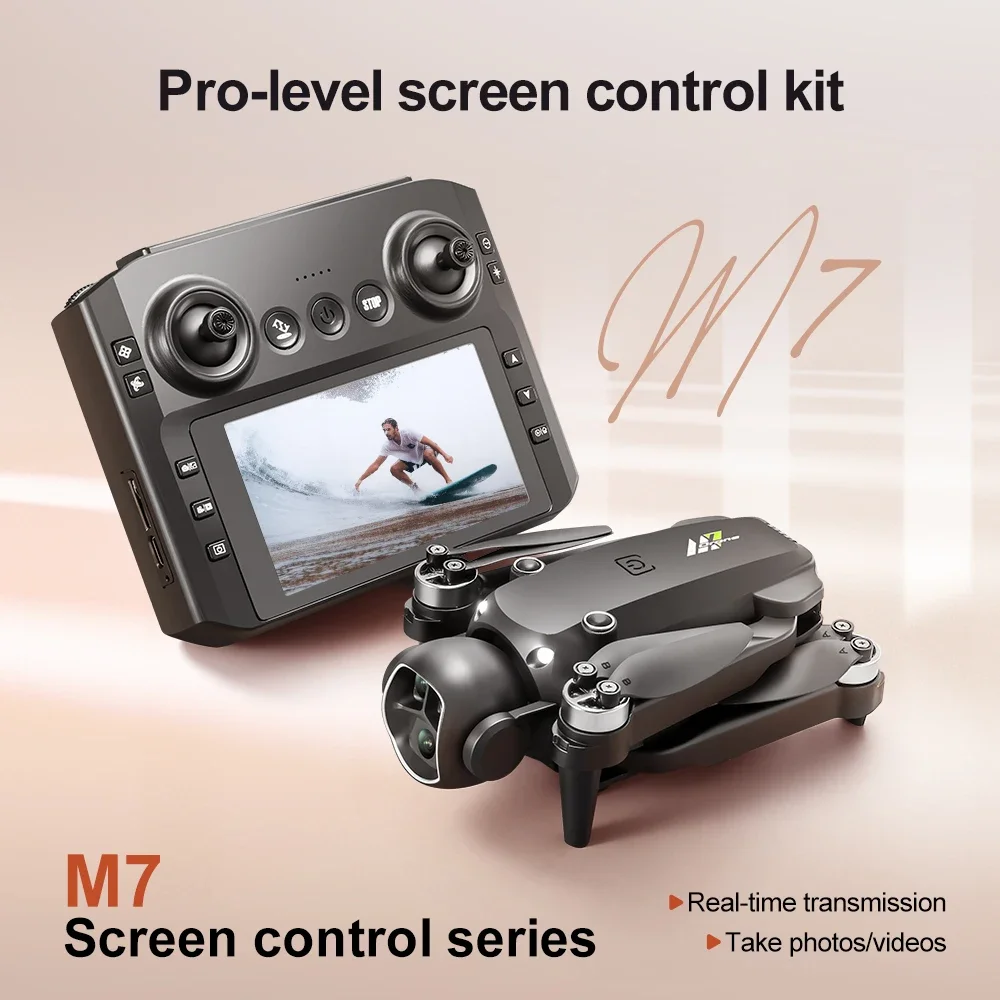 M7 GPS 8K HD Drone with Dual Camera and Obstacle Avoidance - Sleek profile against neutral background