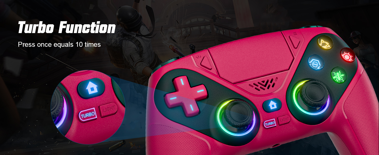 Wireless PS5 Gaming Controller with RGB and Turbo - Smart functionality in action