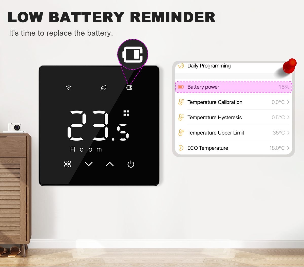 Temperature controller buttons and digital screen