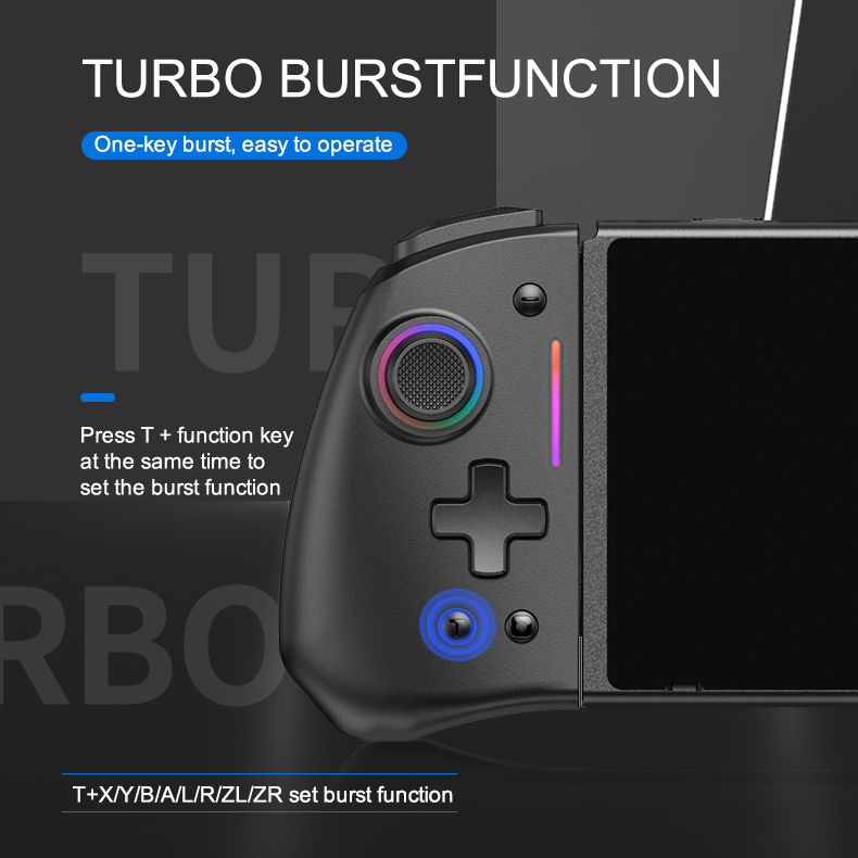 Wireless Bluetooth gamepad controller with non-linear trigger buttons for Nintendo Switch