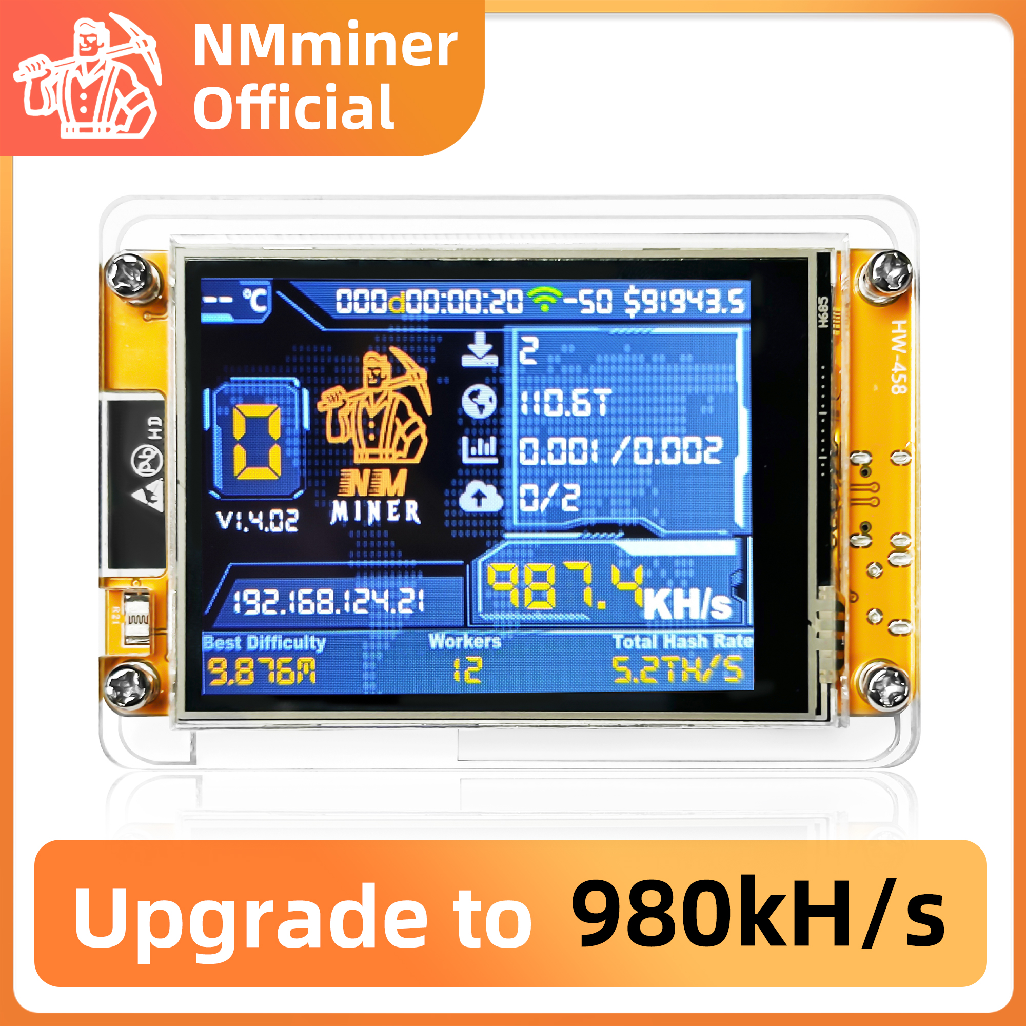 NerdMiner V2 solo lottery Bitcoin miner with smart display