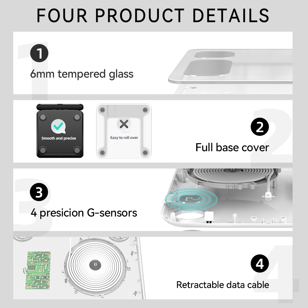Smart body fat scale with color display overview