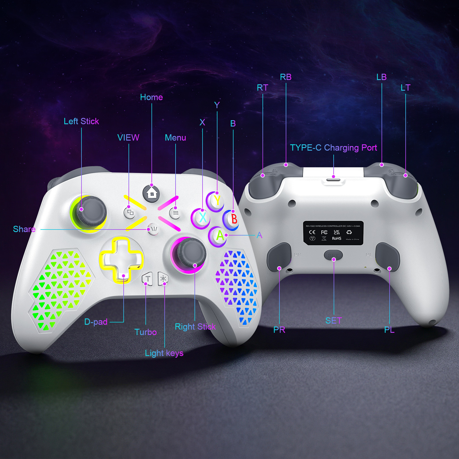 Wireless Xbox Controller RGB Gamepad for Xbox Series SX - Angle view of the product in use