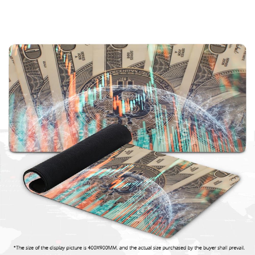 XXL Gaming Mouse Pad Money Design Large Desk Mat - Compact design captured from top angle