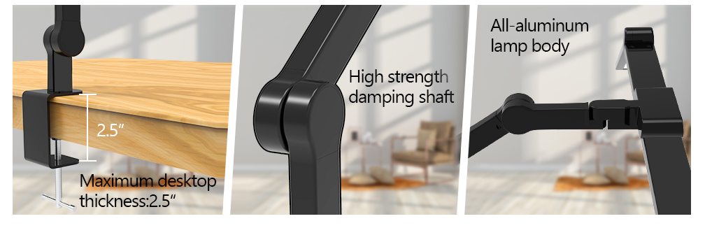 LED Desk Lamp with Clamp and Auto Dimming - Side view of the item