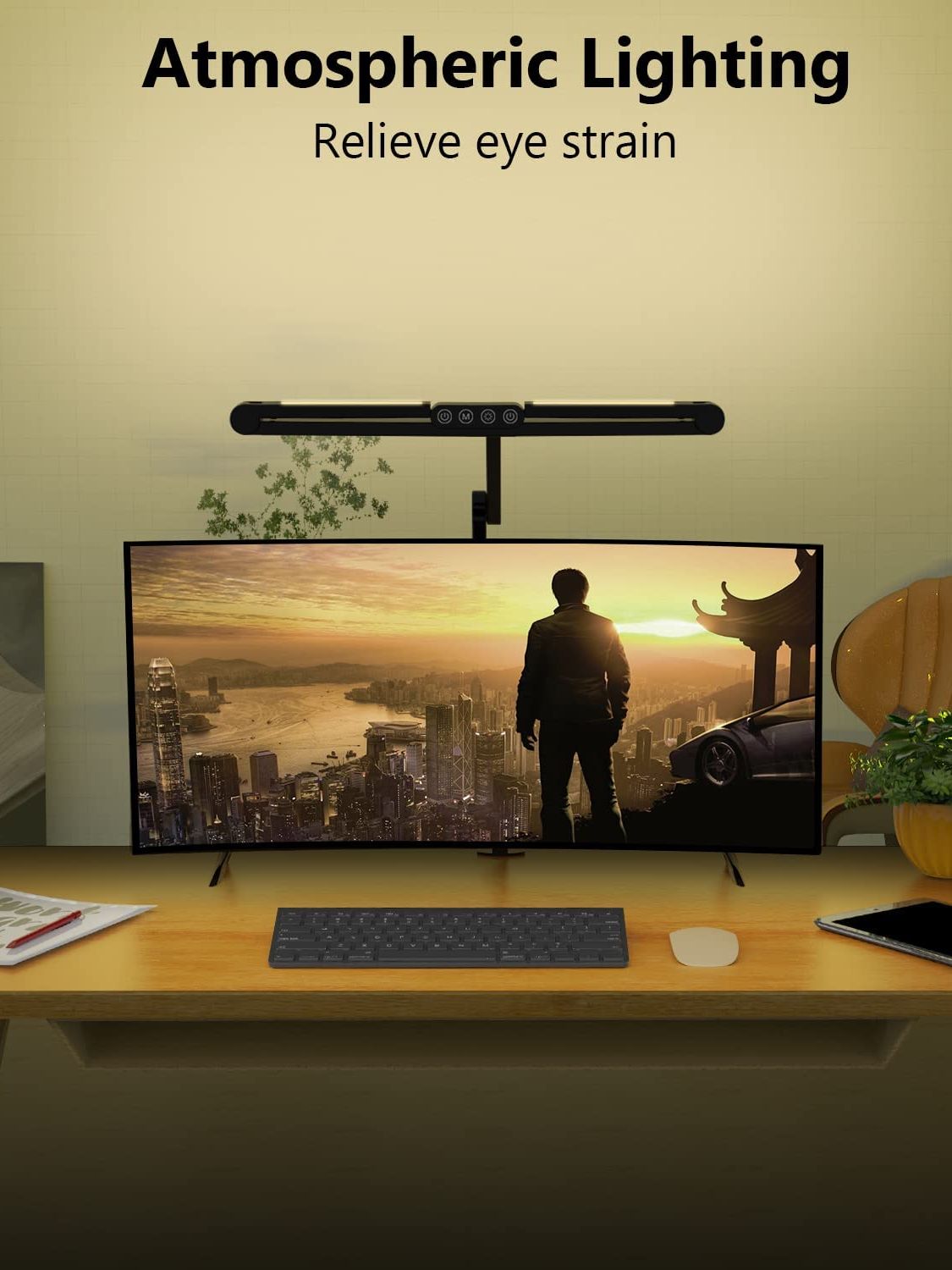 LED Desk Lamp with Clamp and Auto Dimming - Detailed view of the product