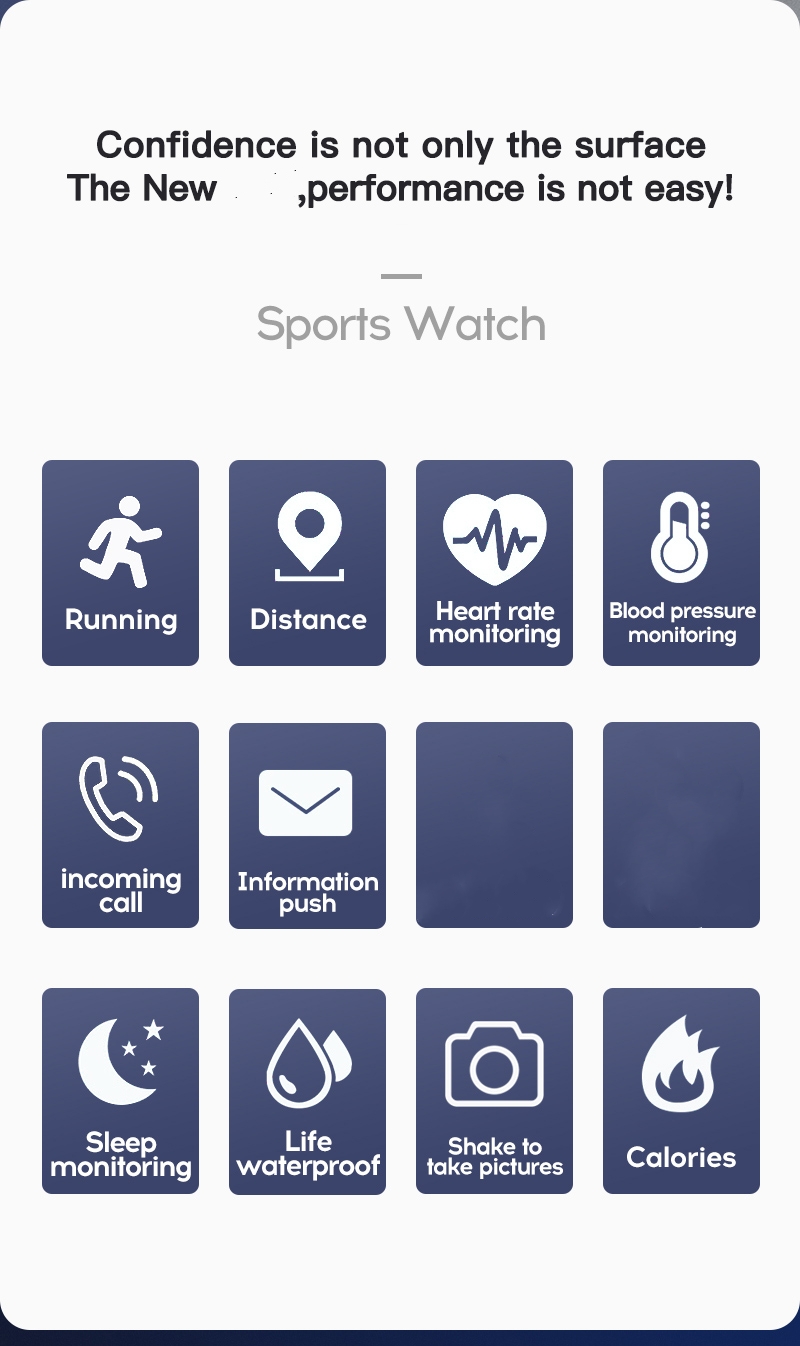 Smart Watch Fitness Tracker Bluetooth Sport Digital Watch - Image highlighting product features