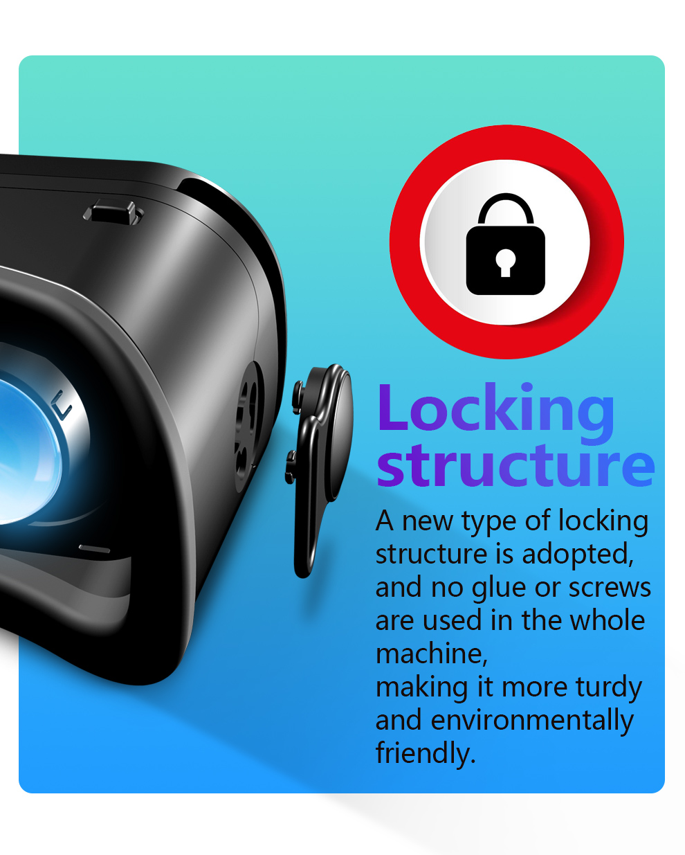 VR headset with lenses and attached headphones