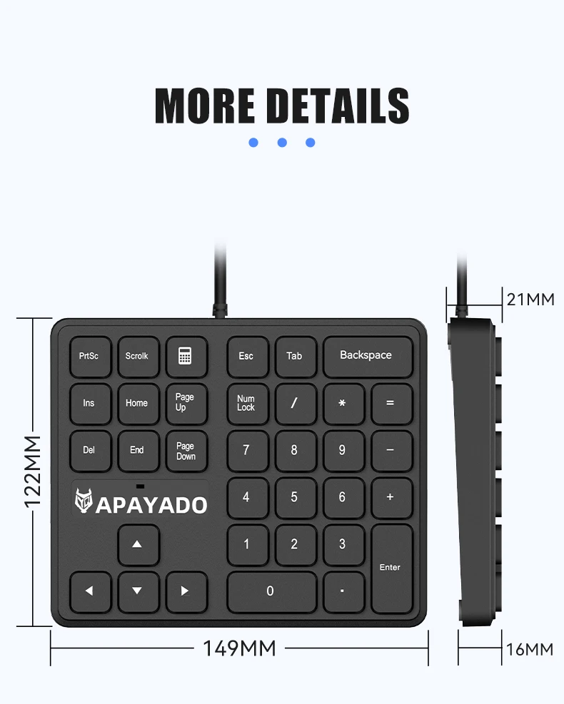 Bottom view showing anti slip base of APAYADO T35 keypad