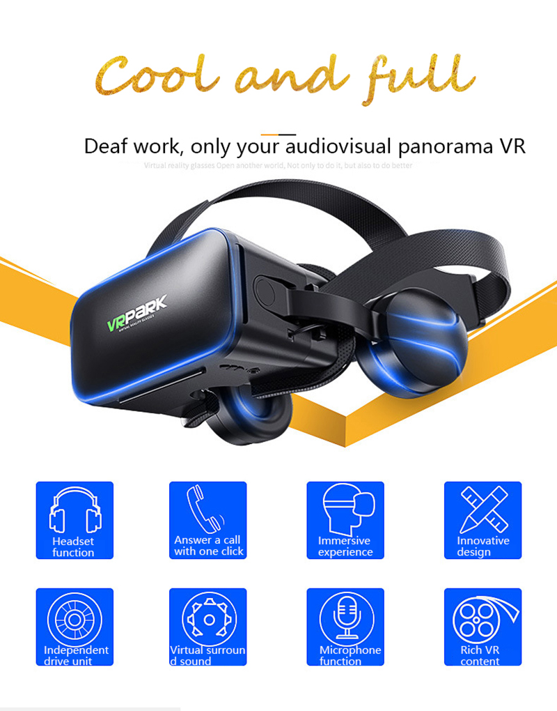 VR Headset 3D Virtual Reality Glasses for Smartphones - Sleek profile against neutral background
