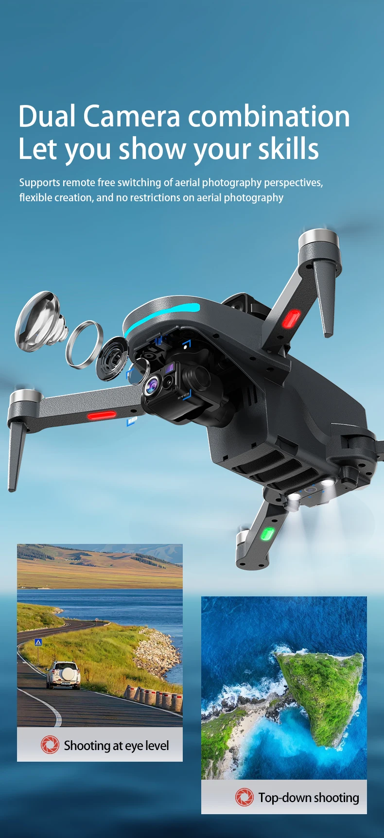 Xiaomi GPS Drone 4K HD Dual Camera Three-Axis RC Quadcopter - Side view of the item