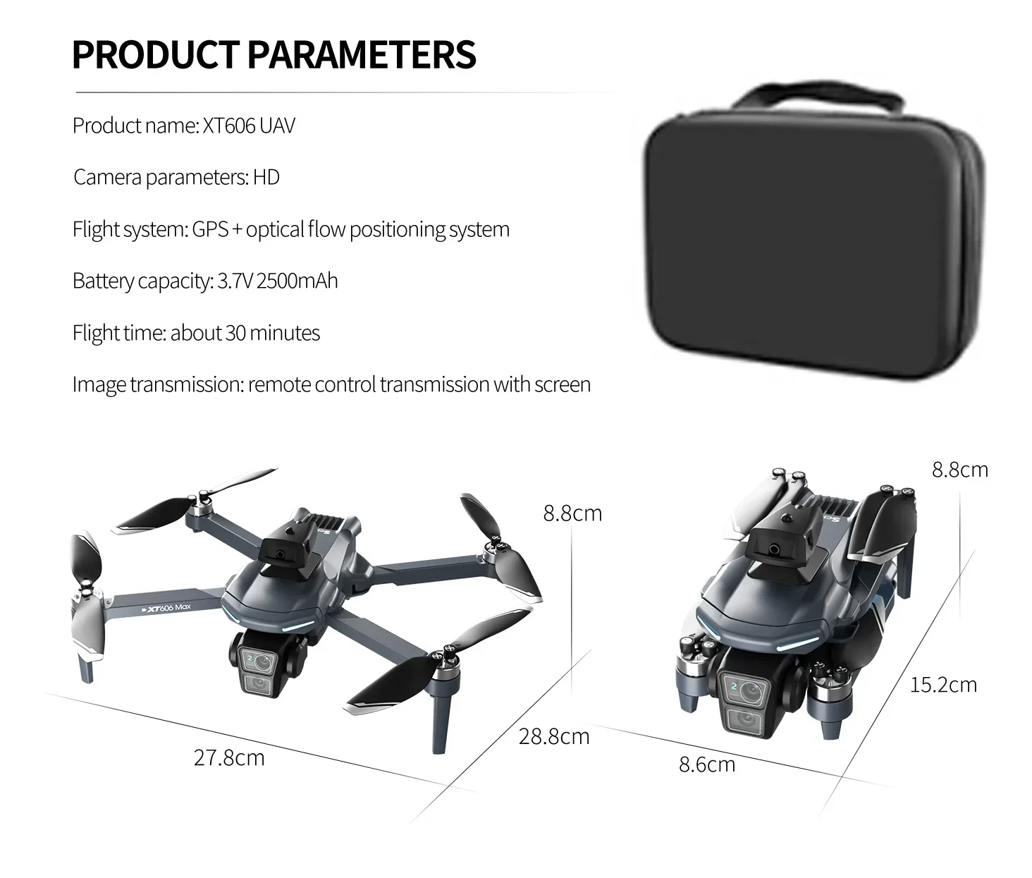 4K Camera Drone with Obstacle Avoidance and Screen - Front-facing product display