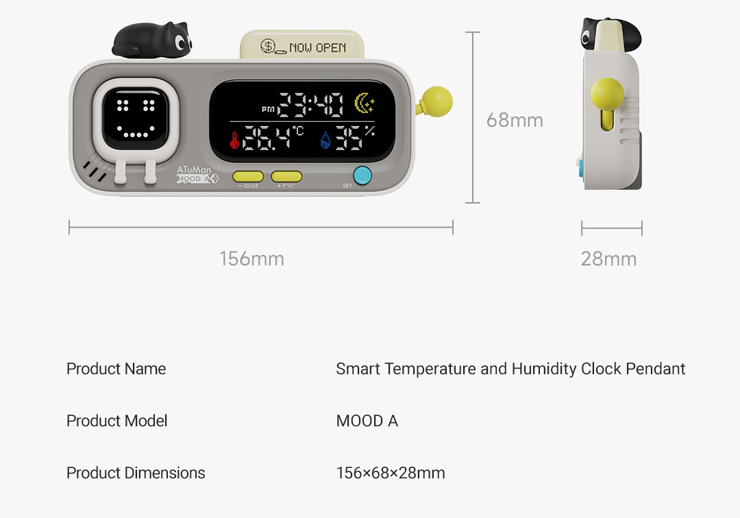 Modern digital clock for monitoring indoor climate