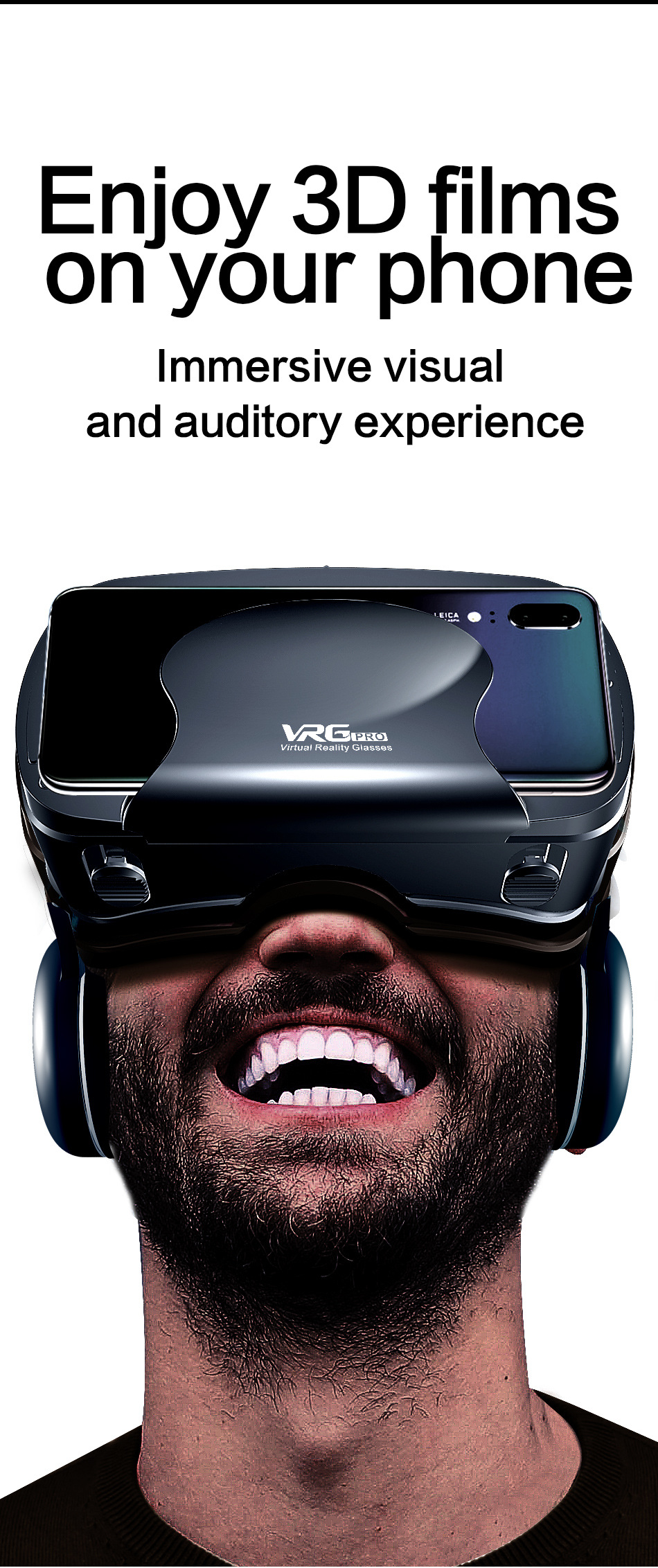 Person enjoying 3D films using the virtual reality headset
