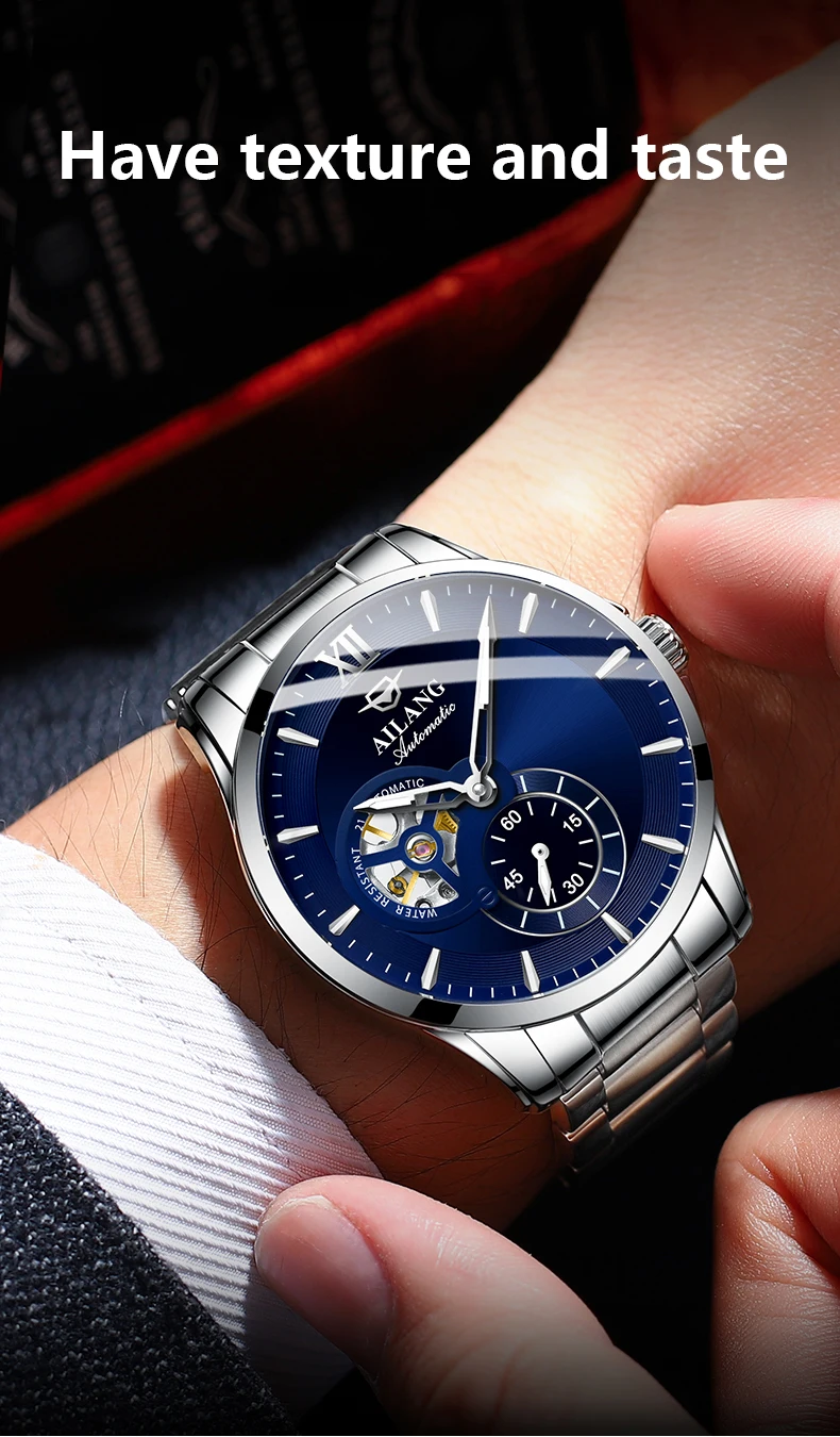 Mens Skeleton Tourbillon Mechanical Watch Self Winding Luxury - High-quality product image