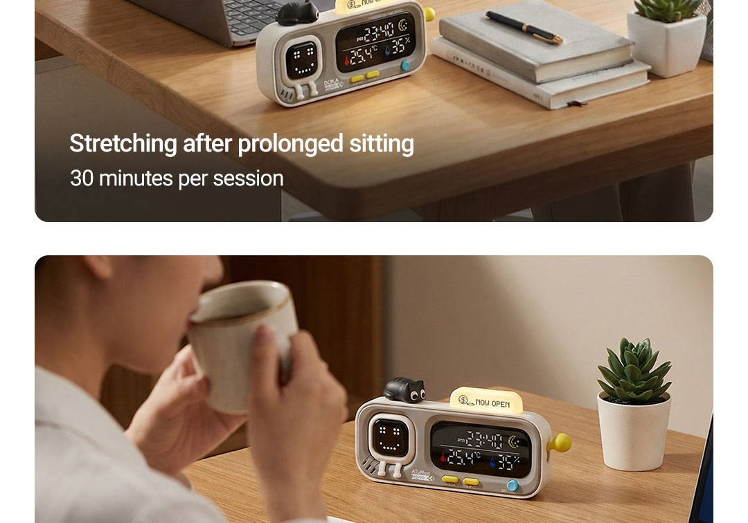 Smart desktop clock interface with fun reminder features