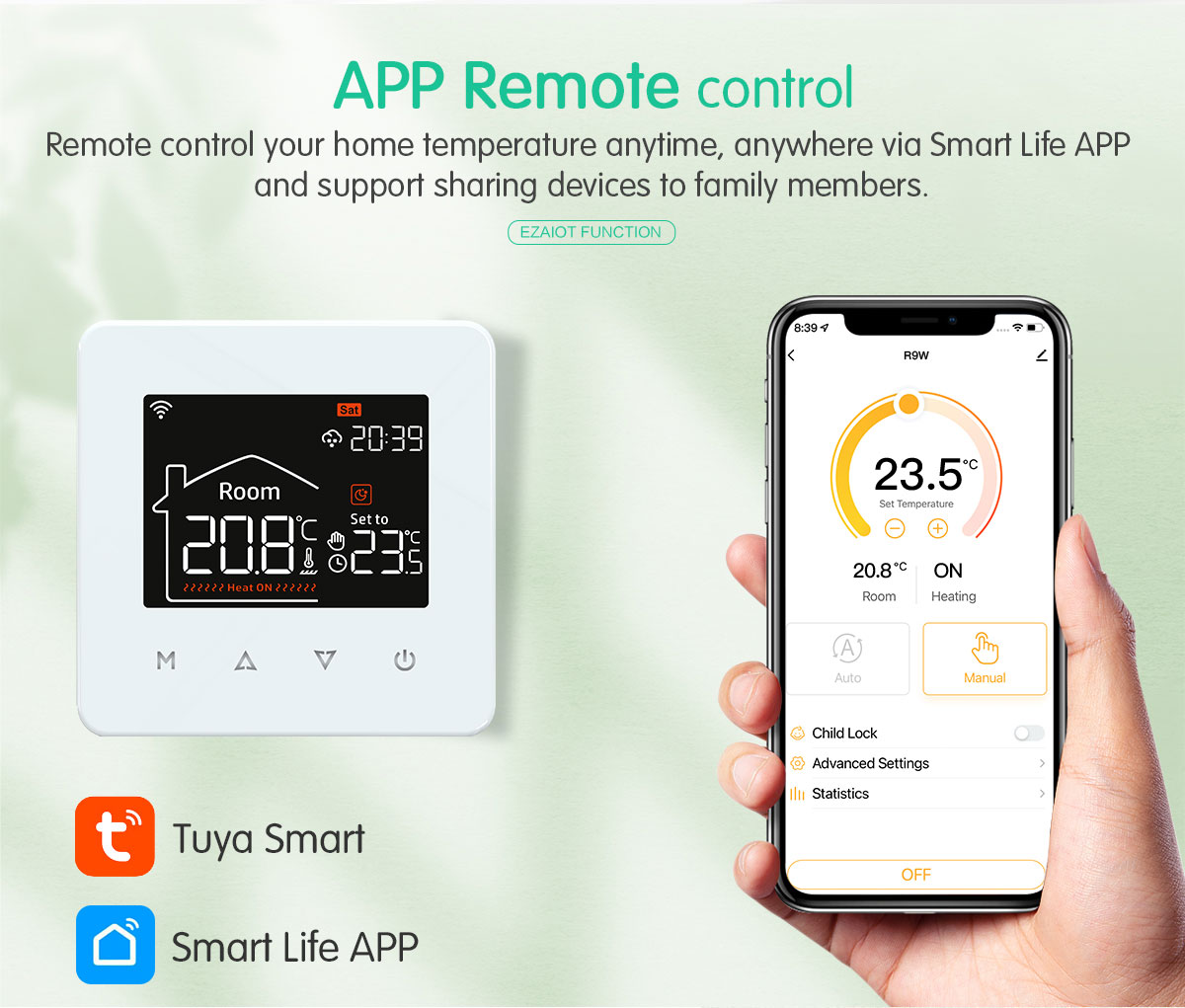 Smart home thermostat product package contents and accessories