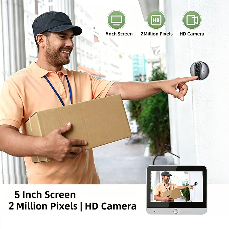 Complete packing list including indoor HD screen and outdoor peephole camera