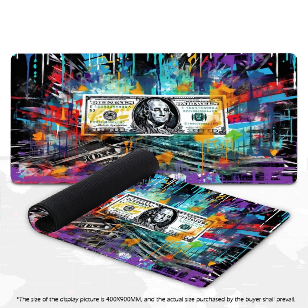 XXL Gaming Mouse Pad Money Design Large Desk Mat - Front-facing product display