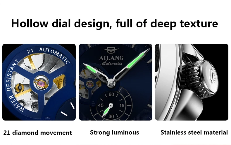 Mens Skeleton Tourbillon Mechanical Watch Self Winding Luxury - Side view of the item