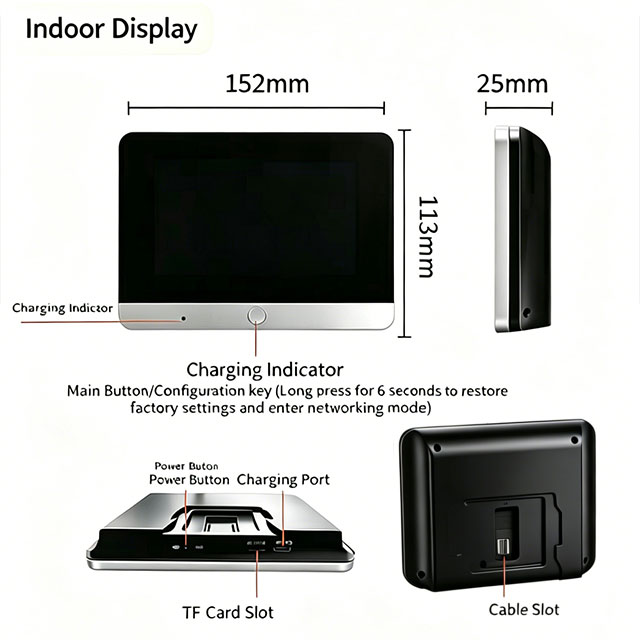 Outdoor peephole camera unit mounted on a front door