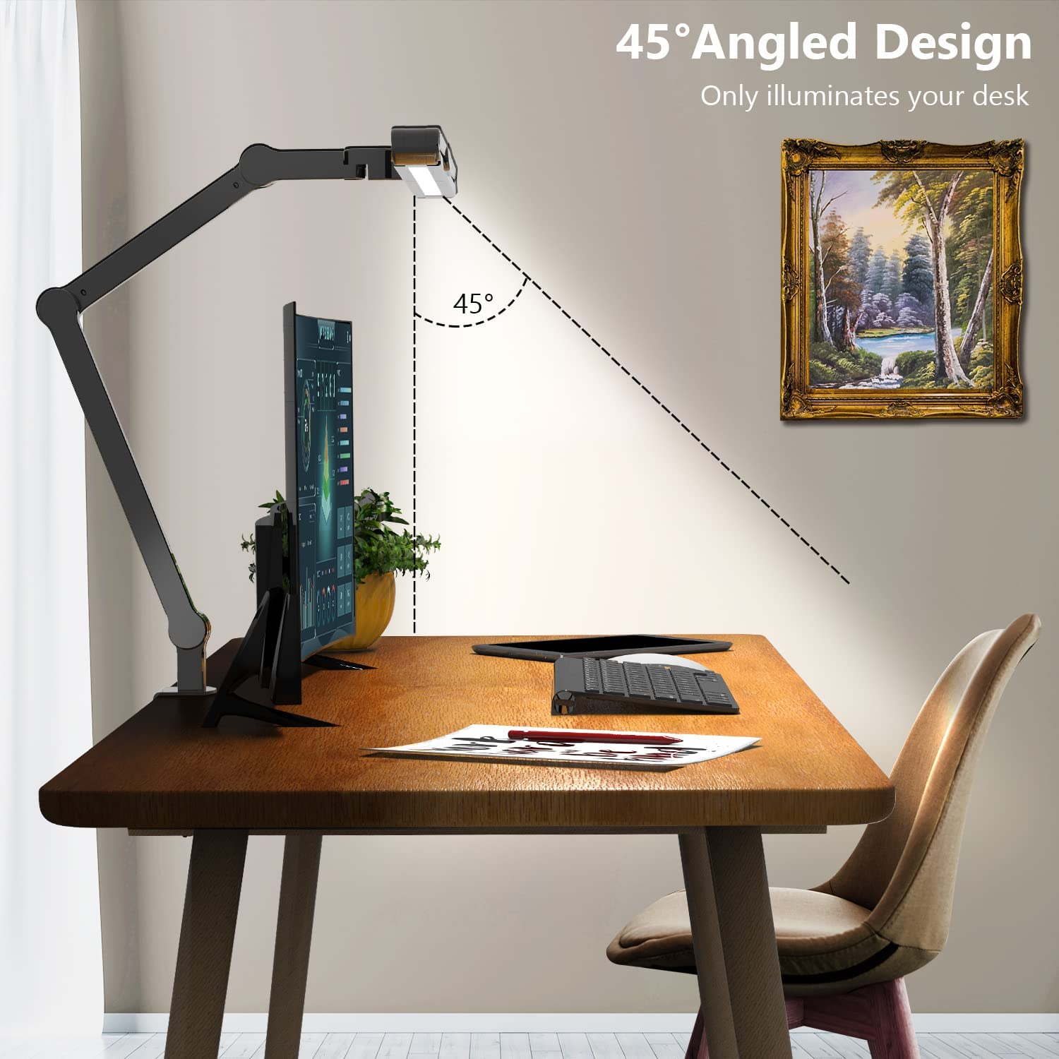 LED Desk Lamp with Clamp and Auto Dimming - Product close-up for better view