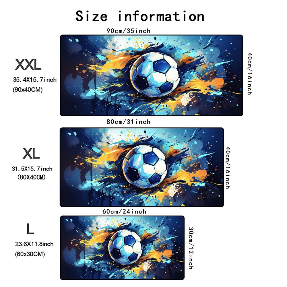 XXL Gaming Mouse Pad Football Design Non-Slip Desk Mat - Side view of the item