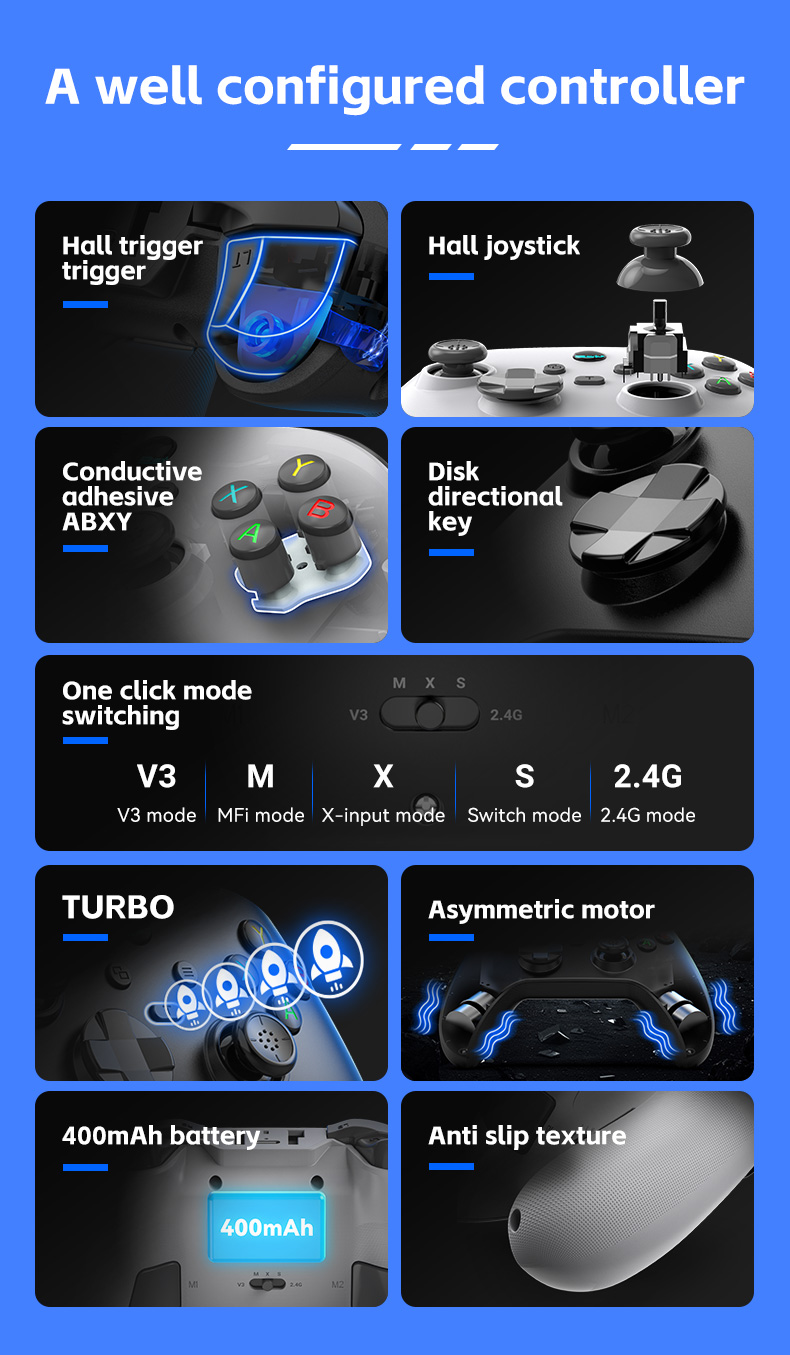 Wireless Mobile Game Controller for Switch PC Android iOS - Zoomed image showing craftsmanship