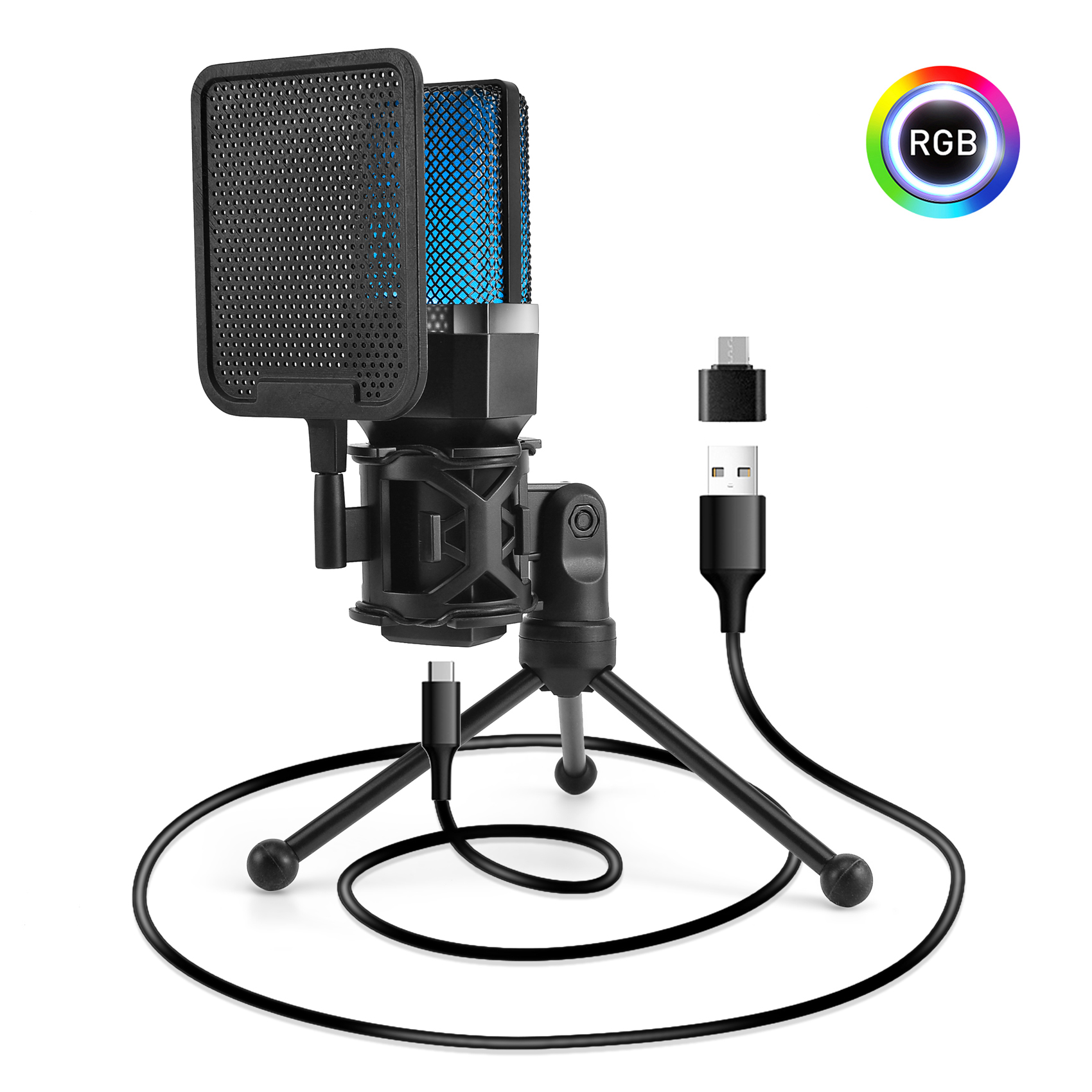 Studio podcast microphone on shock mount