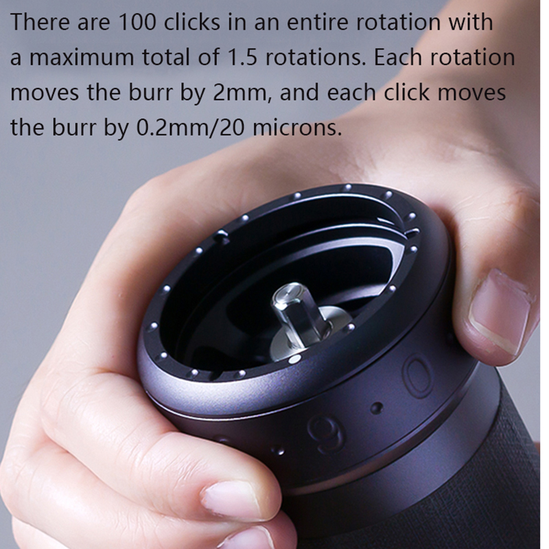 Detailed view of the stainless steel burr assembly.