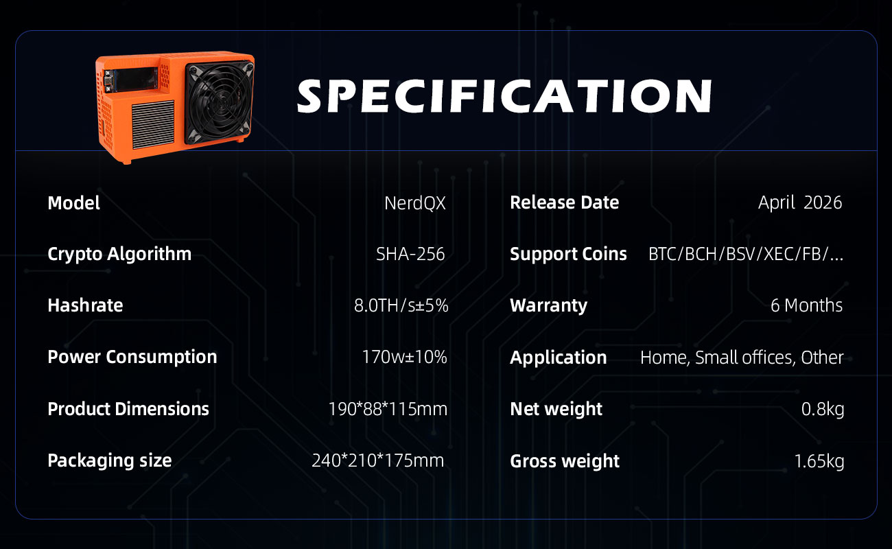 NerdQX Bitcoin mining rig front view