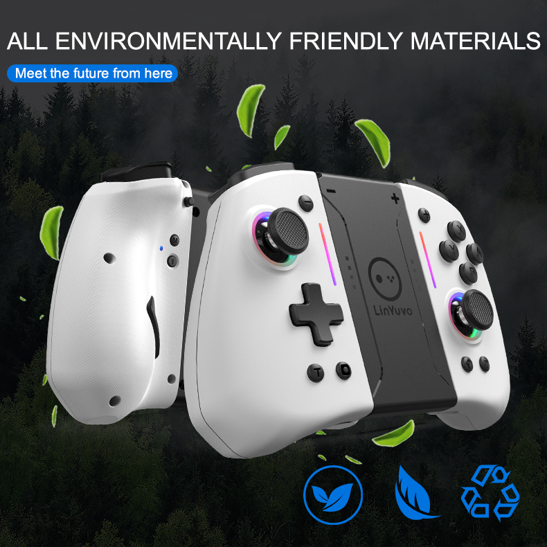 Wireless Bluetooth gamepad controller with non-linear trigger buttons for Nintendo Switch