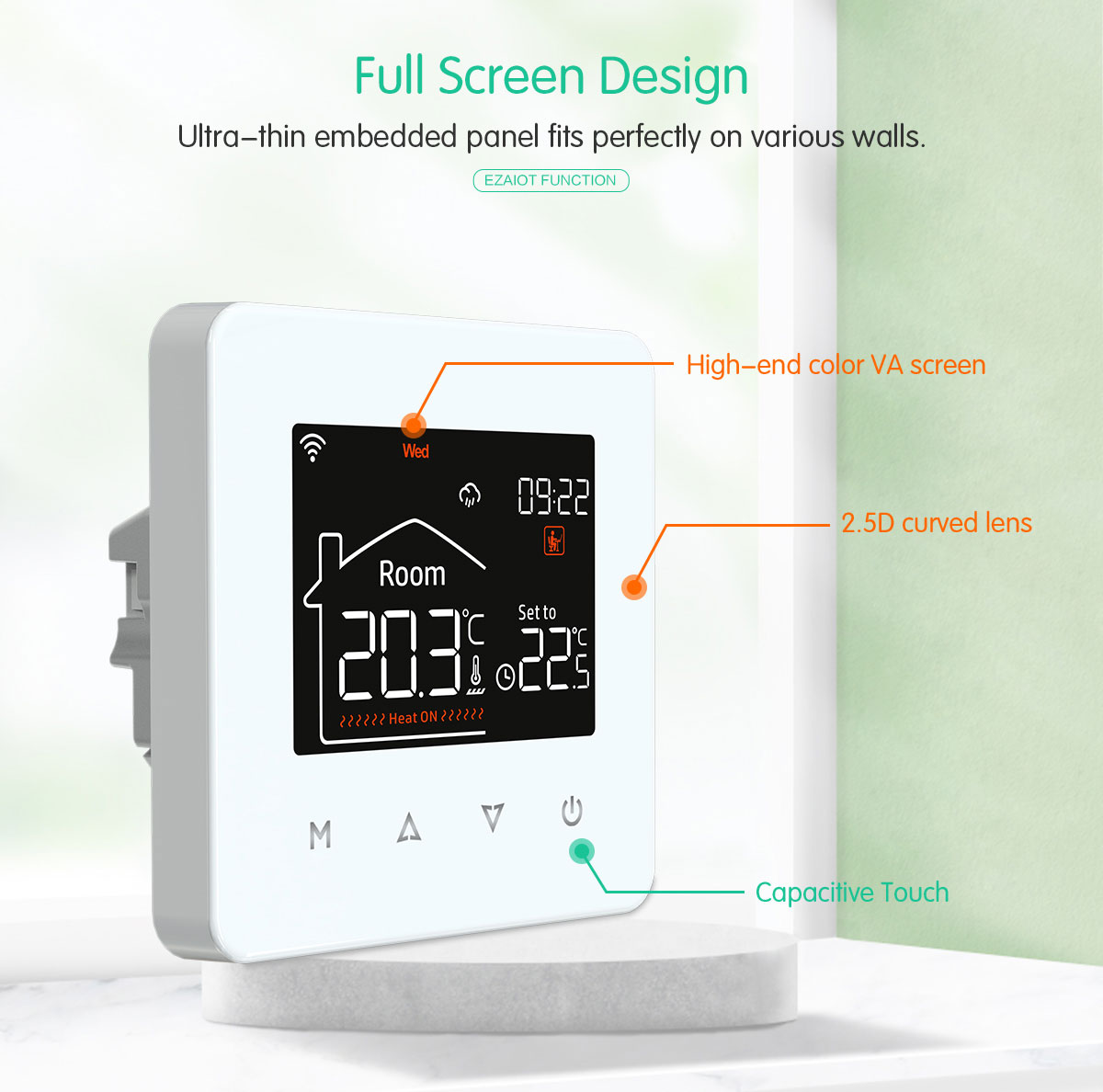 Smart home thermostat product package contents and accessories