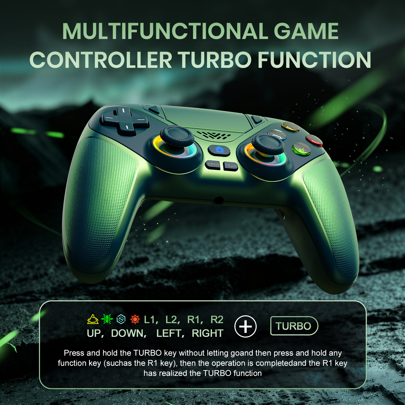 Wireless PS5 Controller RGB Gamepad for PC and PS5 Pro Slim - Angle view of the product in use