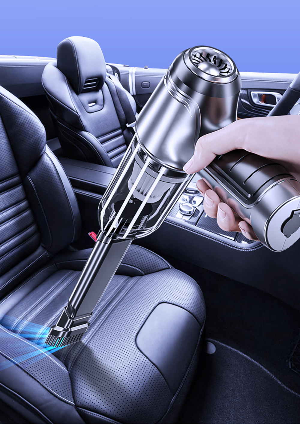 Using specialized nozzle for cleaning car air vents and crevices